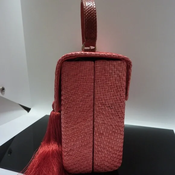 Serpui MarieWicker RATTAN Bag TOP HANDLE Collectible CROSSBODY CHAINTASSEL